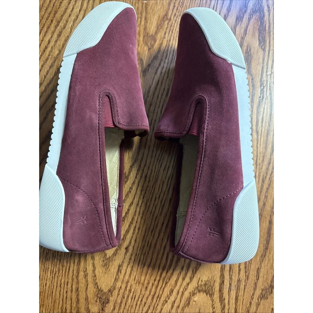 Frye Women's Mia Leather Suede Slip On Loafers Shoes Wine Size 9 READ